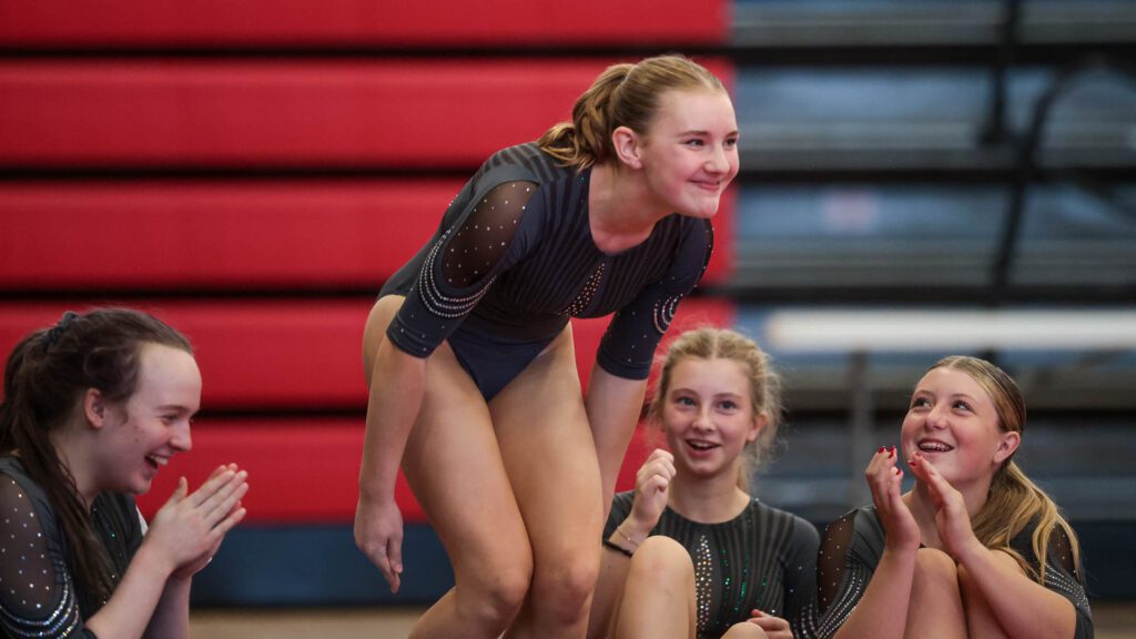 Lawrence, Free State FireLions Gymnastics at Sunflower League championship meet-166