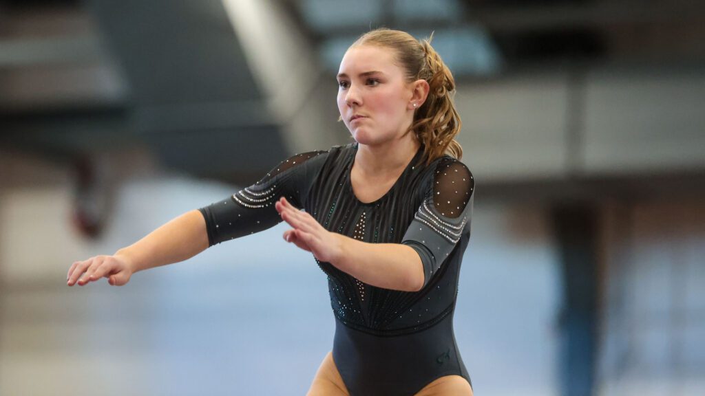 Lawrence, Free State FireLions Gymnastics at Sunflower League championship meet-56